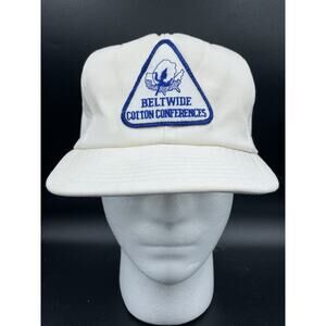 Vtg Trucker Hat Beltwide Cotton Conferences Foam Cap White Snapback Patch USA